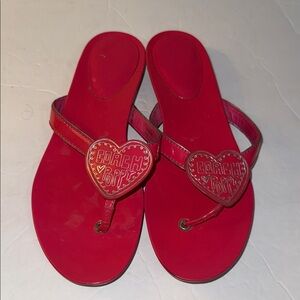 Coach poppy Red salmon Heart Sandals size 9